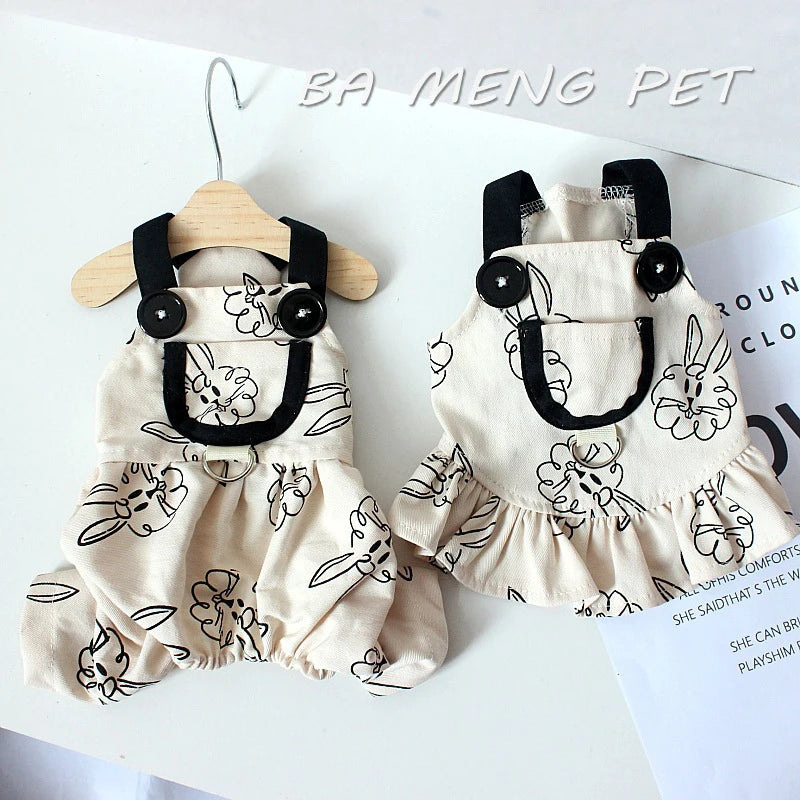 Pet Dog Jumpsuits for Rabbit Print Dog