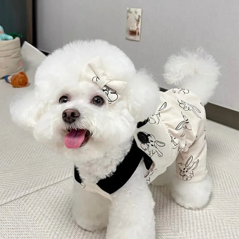 Pet Dog Jumpsuits for Rabbit Print Dog