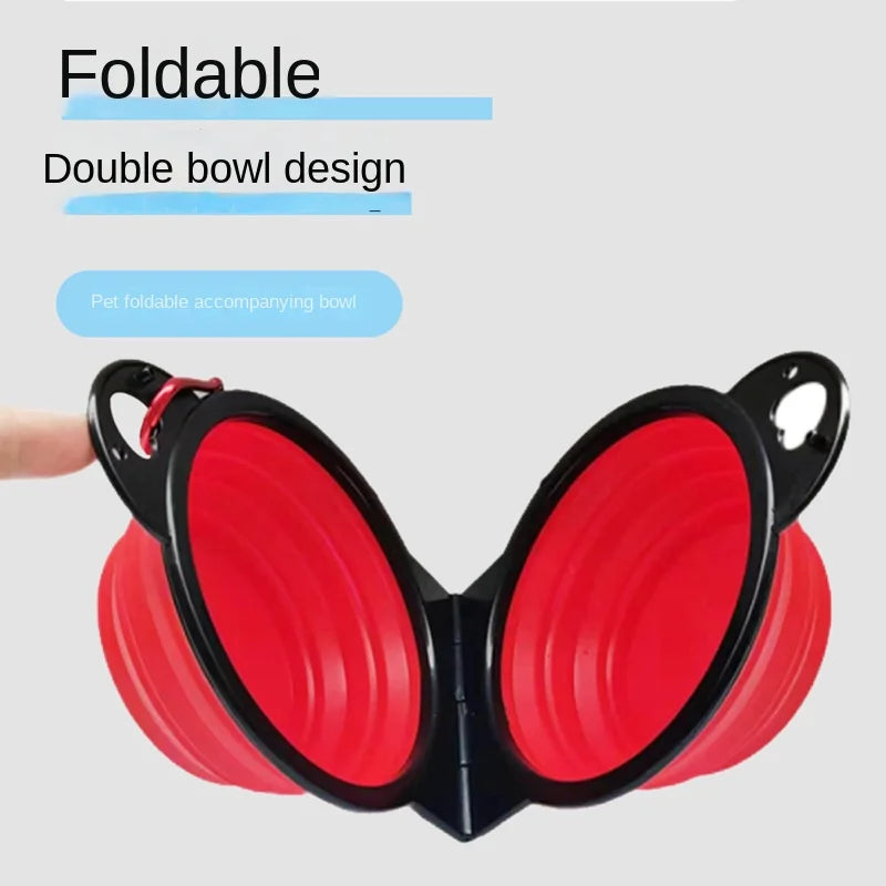 1-piece 2-in-1 foldable dual bowl feeding