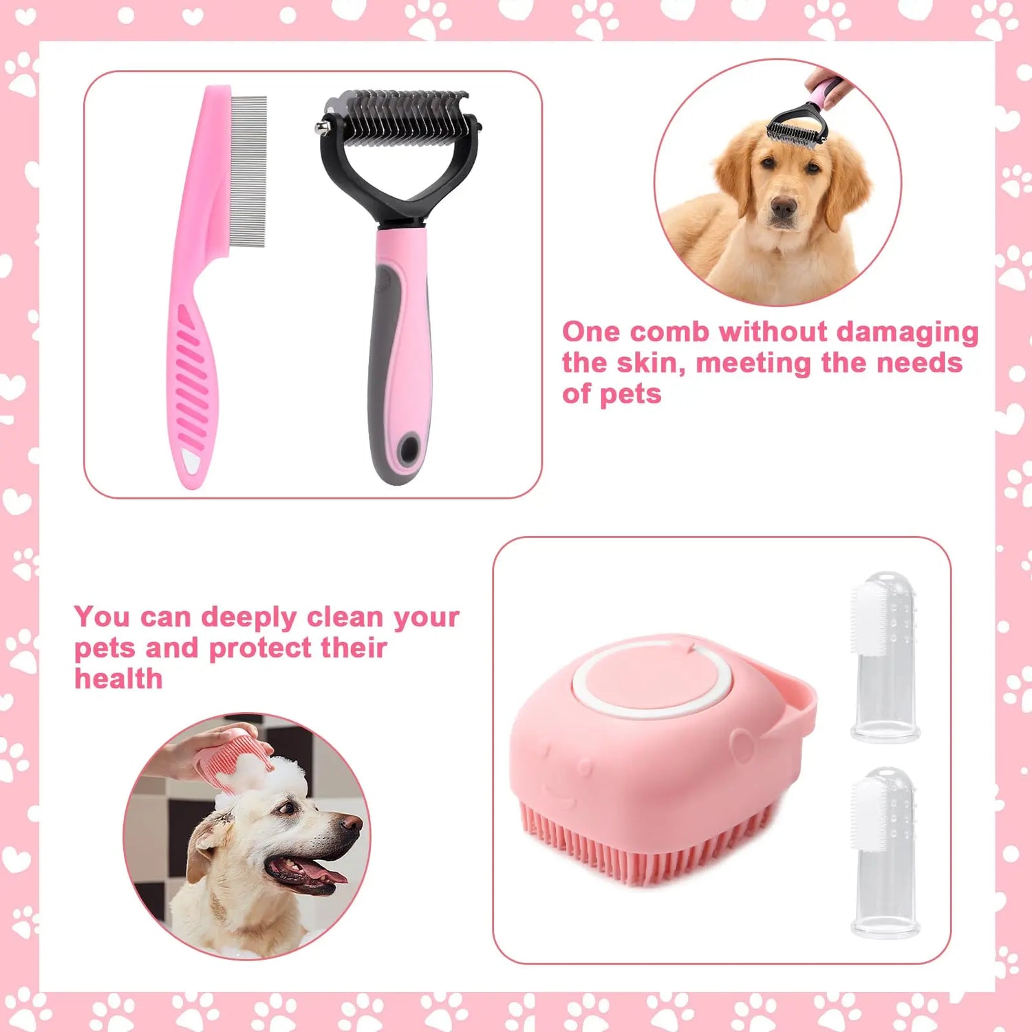 8-piece dog brush grooming set