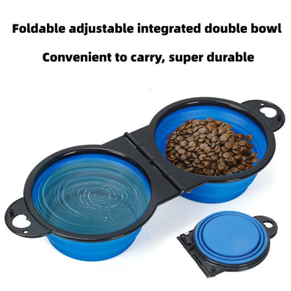 1-piece 2-in-1 foldable dual bowl feeding